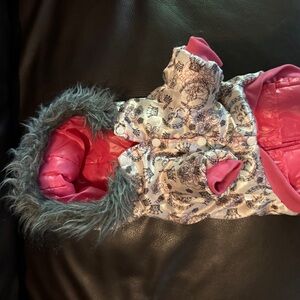 Rain coat fur baby jacket small pink pretty two sided